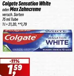 Simmel Colgate Sensation White oder Max Zahncreme Angebot