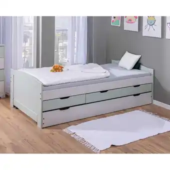Netto Marken-Discount Funktionsbett Aus eins mach zwei 90x200 - Hellgrau/Salbeigrün Angebot