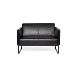 Netto Marken-Discount hjh OFFICE Lounge Sofa BALI BLACK Kunstleder mit Armlehnen Angebot
