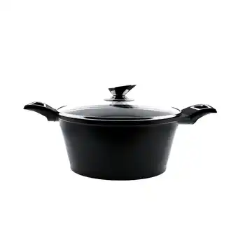 Netto Marken-Discount Kochtopf Kasserolle 28cm Kochgeschirr mit Antihaftbeschichtung Induktion schwarz Angebot