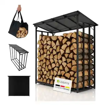 Netto Marken-Discount Juskys Kaminholzregal mit Dach & UV-beständiger Plane, inklusive Tragetasche und Handschuhen Angebot