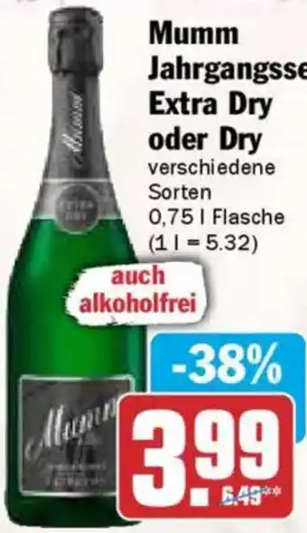 AEZ Mumm Jahrgangssekt Extra Dry oder Dry Angebot