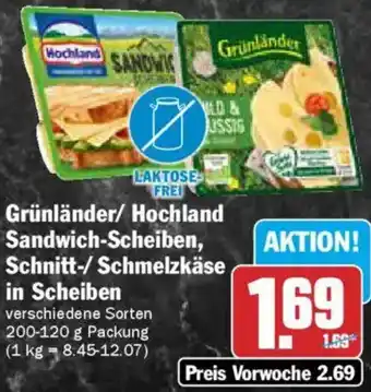 AEZ Grünländer/ Hochland Sandwich-Scheiben, Schnitt-/Schmelzkäse in Scheiben Angebot