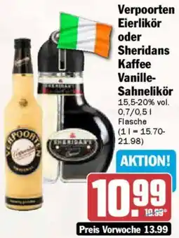 AEZ Verpoorten Eierlikör oder Sheridans Kaffee Vanille Sahnelikör Angebot