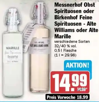 AEZ Messnerhof Obst Spirituosen oder Birkenhof Feine Spirituosen - Alte Williams oder Alte Marille Angebot
