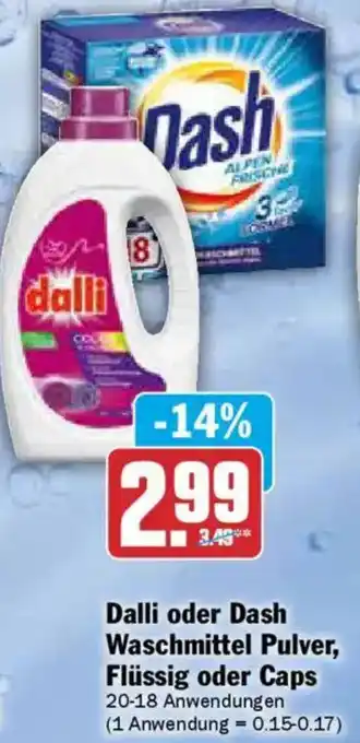 AEZ Dalli oder Dash Waschmittel Pulver, Flüssig oder Caps Angebot