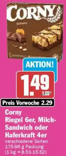 AEZ Corny Riegel 6er, Milch Sandwich oder Haferkraft 4er Angebot