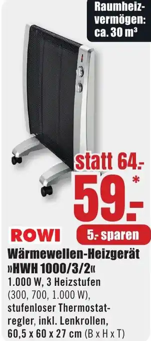 B1 Discount Baumarkt ROWI Wärmewellen-Heizgerät HWH 1000/3/2 Angebot