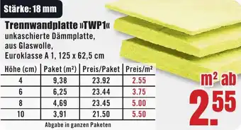 B1 Discount Baumarkt Trennwandplatte TWP1 Angebot