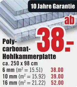B1 Discount Baumarkt Polycarbonat Hohlkammerplatte Angebot