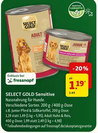 Fressnapf Select gold nassnahrung für hunde junior Angebot