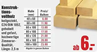 B1 Discount Baumarkt Konstruktionsvollholz Angebot