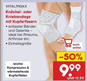 Netto Marken-Discount Vitalmaxx knöchel- oder kniebandage mit kupferfasern Angebot