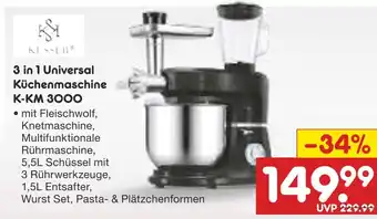 Netto Marken-Discount Küchenmaschine 3 in 1 universal küchenmaschine k-km 3000 Angebot