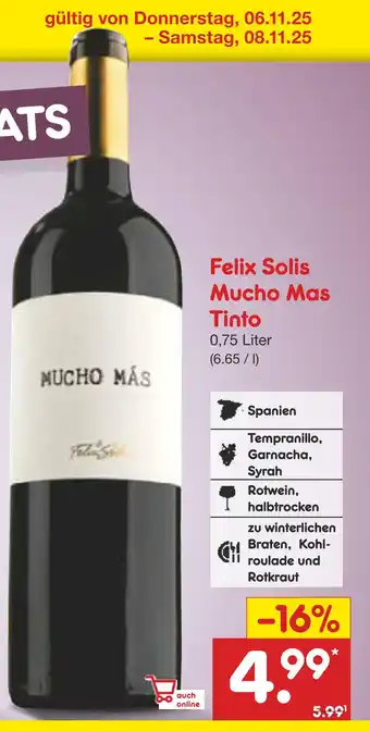 Netto Marken-Discount Felix solis mucho mas tinto Angebot
