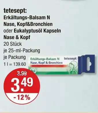 V Markt Tetesept erkältungs-balsam n nase, kopf & bronchien Angebot