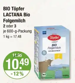 V Markt Töpfer bio lactana bio folgemilch Angebot