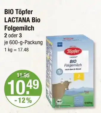 V Markt Töpfer bio lactana bio folgemilch Angebot