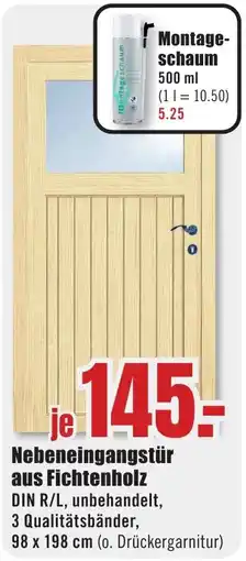B1 Discount Baumarkt Nebeneingangstür aus Fichtenholz Angebot