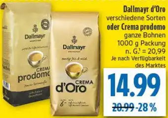 diska Dallmayr d'Oro oder Crema prodomo Angebot