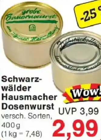Jawoll Schwarzwälder Hausmacher Dosenwurst Angebot