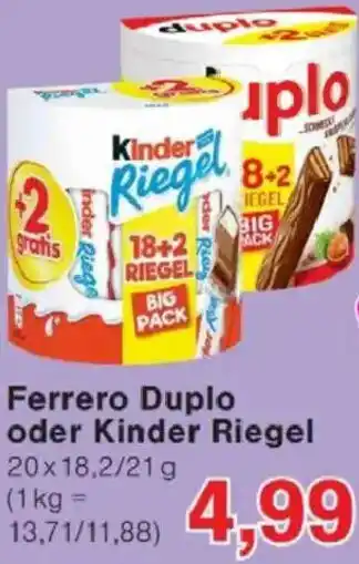 Jawoll Ferrero Duplo oder Kinder Riegel Angebot