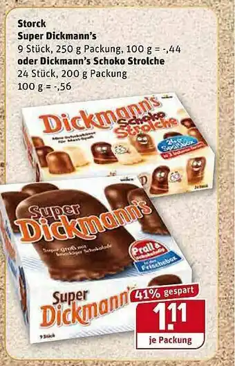 REWE Storck Super Dickmanns's Oder Dickmann's Schoko Strolche Angebot