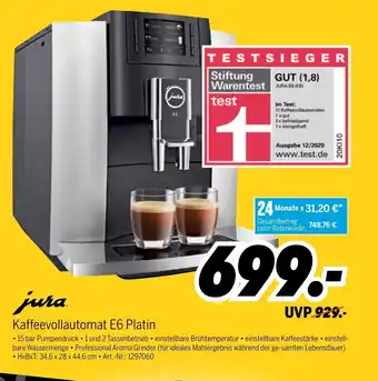 MEDIMAX Jura Kaffeevollautomat E6 Platin Angebot