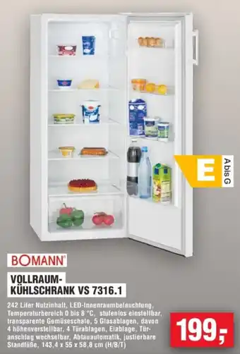Handelshof BOMANN VOLLRAUM- KÜHLSCHRANK VS 7316.1 Angebot