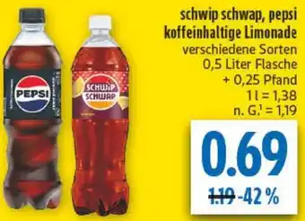 diska schwip schwap, pepsi koffeinhaltige Limonade Angebot