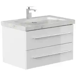 Netto Marken-Discount Badmöbel Marmor Carrara White YAMO 75 cm 1 Hahnloch SoftClose weiß hochglanz Angebot