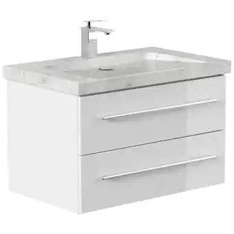Netto Marken-Discount Badmöbel Marmor Carrara White YAMO 75 cm 1 Hahnloch SoftClose weiß hochglanz Angebot