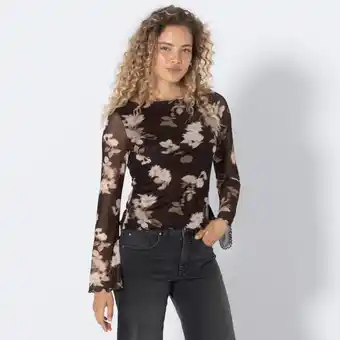 NKD Damen-Mesh-Shirt mit Trompetenärmeln Angebot