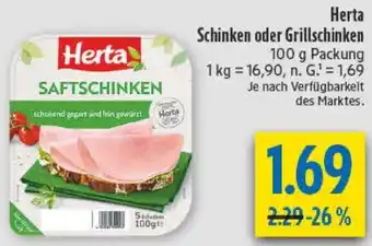 diska Herta Schinken oder Grillschinken Angebot