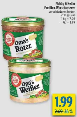 diska Mehlig & Heller Familien-Wurstkonserve Angebot