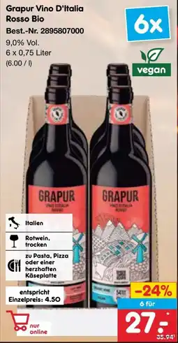 Netto Marken-Discount Grapur Vino D'Italia Rosso Bio Angebot