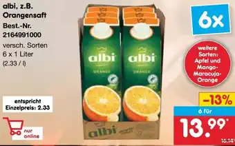 Netto Marken-Discount albi, z.B. Orangensaft Angebot