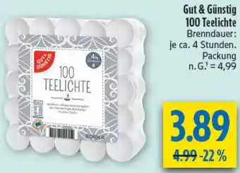diska Gut & Günstig 100 Teelichte Angebot
