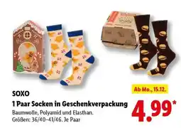 Lidl SOXO 1 Paar Socken in Geschenkverpackung Angebot