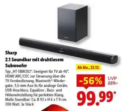 Lidl Sharp 2.1 Soundbar mit drahtlosem Subwoofer Angebot