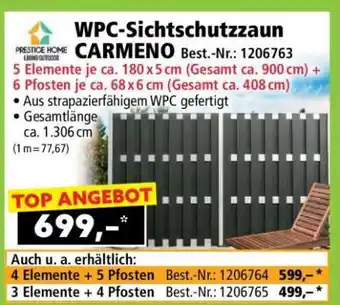 Norma WPC-Sichtschutzzaun CARMENO Angebot