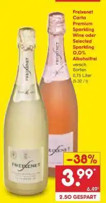 Netto Marken-Discount Freixenet Carta Premium Sparkling Wine oder Selected Sparkling 0,0% Alkoholfrei Angebot