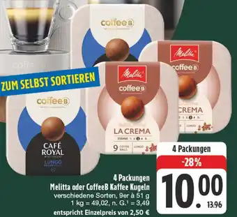 diska Melitta oder CoffeeB Kaffee Kugeln Angebot