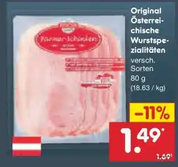 Netto Marken-Discount Original Österreichische Wurstspezialitäten Angebot
