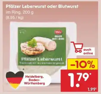 Netto Marken-Discount Pfälzer Leberwurst oder Blutwurst Angebot