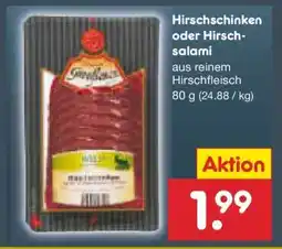 Netto Marken-Discount Hirschschinken oder Hirschsalami Angebot