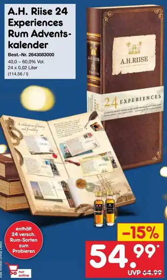 Netto Marken-Discount A.H. Riise 24 Experiences Rum Adventskalender Angebot