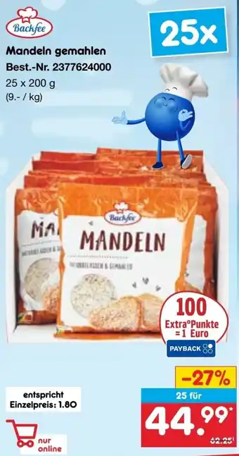 Netto Marken-Discount Backfee Mandeln gemahlen Angebot