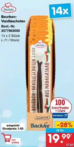 Netto Marken-Discount Backfee Bourbon Vanilleschoten Angebot