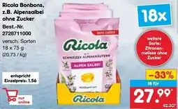Netto Marken-Discount Ricola Bonbons, z.B. Alpensalbei ohne Zucker Angebot